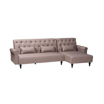 Chesterfield Retro-Modern Clay Fabric Upholstered Convertible Sleeper Sofa