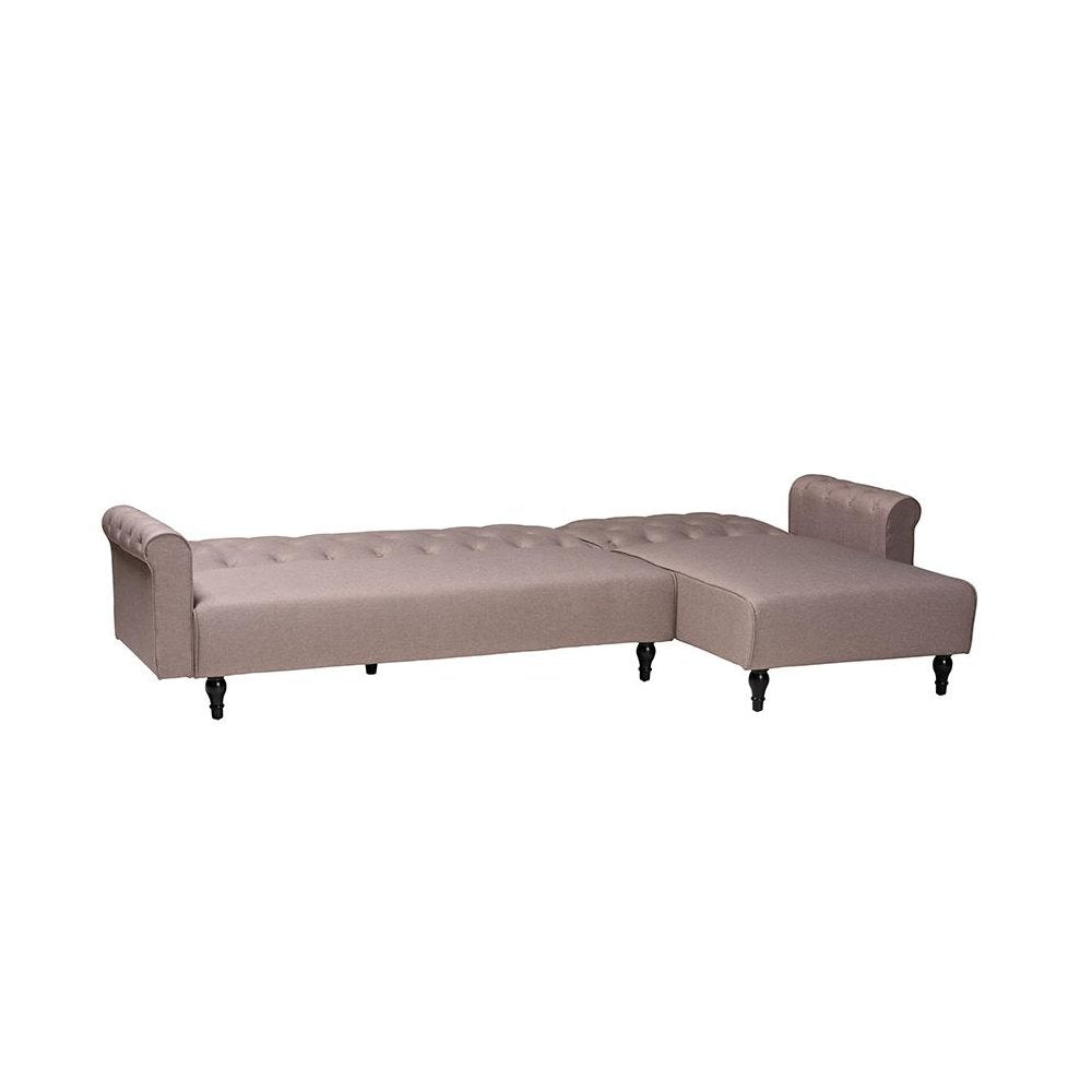 Chesterfield Retro-Modern Clay Fabric Upholstered Convertible Sleeper Sofa