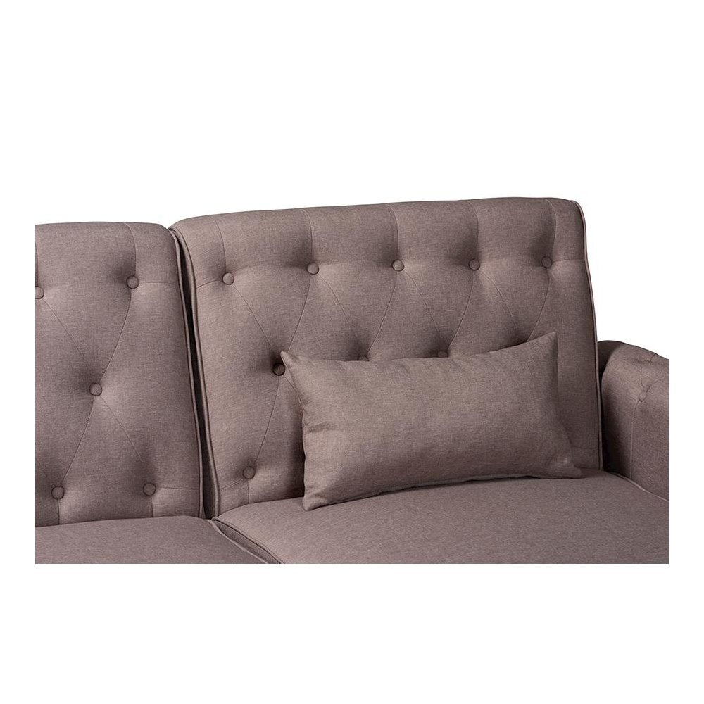 Chesterfield Retro-Modern Clay Fabric Upholstered Convertible Sleeper Sofa
