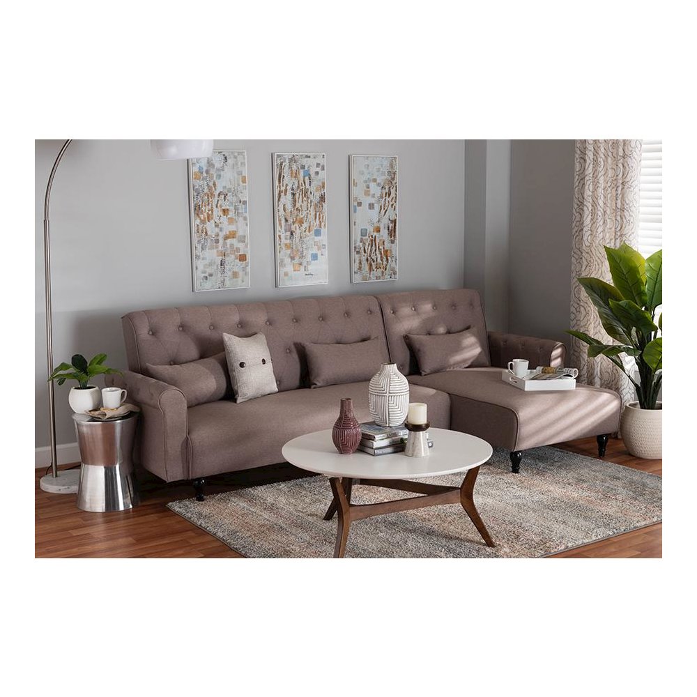 Chesterfield Retro-Modern Clay Fabric Upholstered Convertible Sleeper Sofa