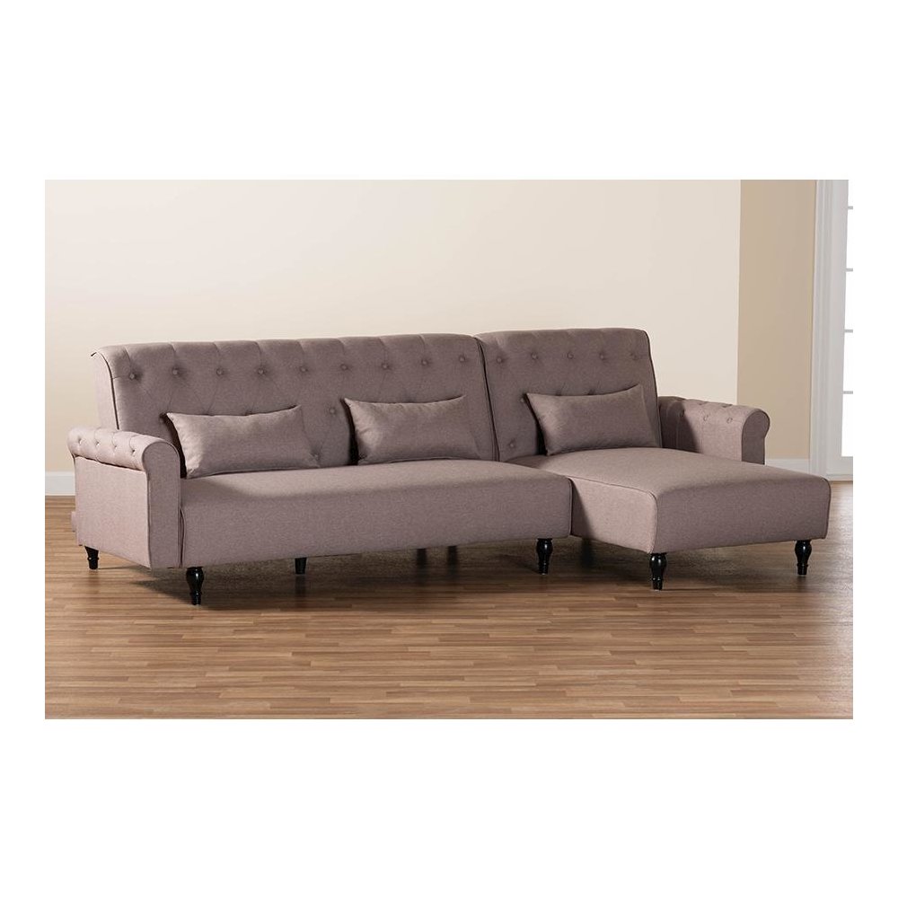 Chesterfield Retro-Modern Clay Fabric Upholstered Convertible Sleeper Sofa