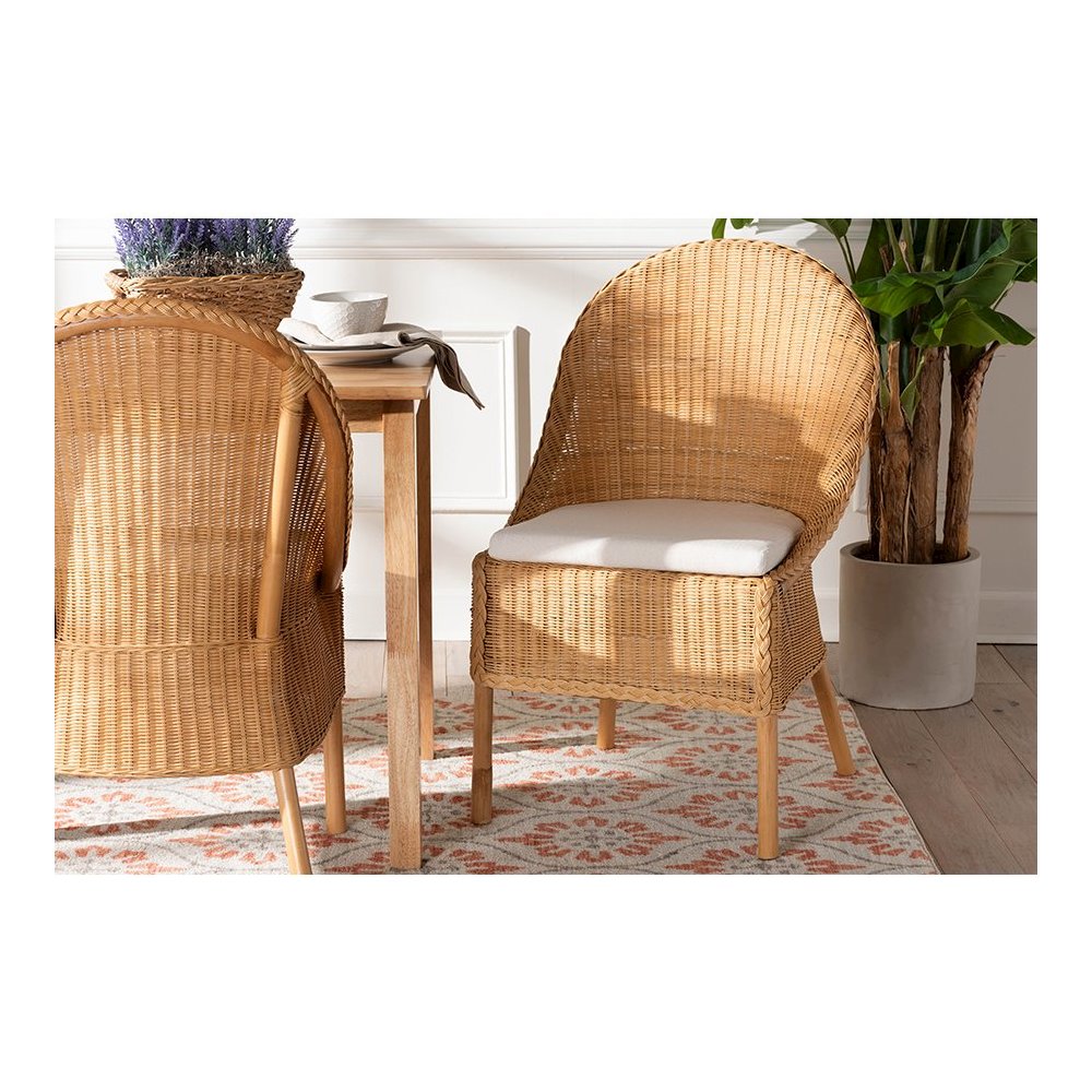 bali & pari Camelia Bohemian Light Honey Rattan Dining Chair