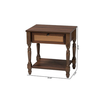 Roden Transitional Dark Brown Nightstand with Rattan