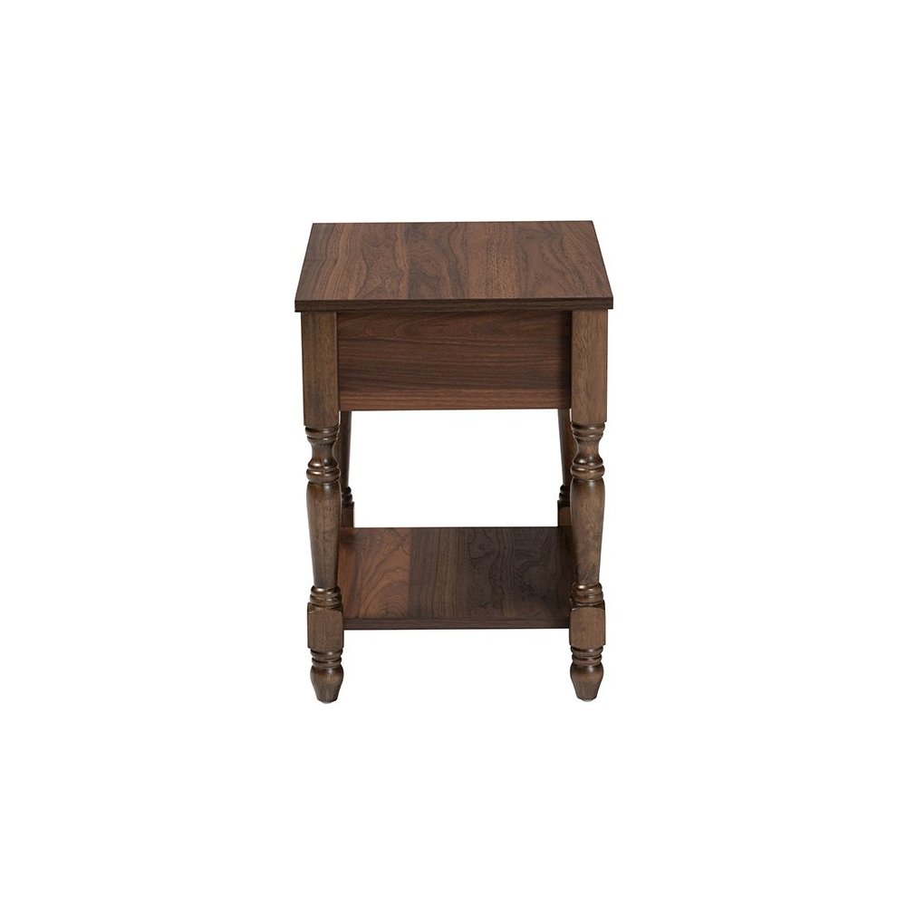Roden Transitional Dark Brown Nightstand with Rattan