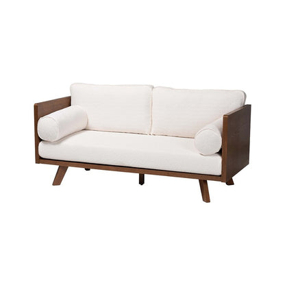 Uriel Mid-Century Modern Cream Boucle Fabric Sofa
