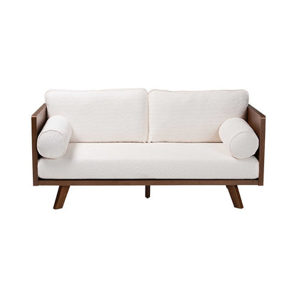 Uriel Mid-Century Modern Cream Boucle Fabric Sofa