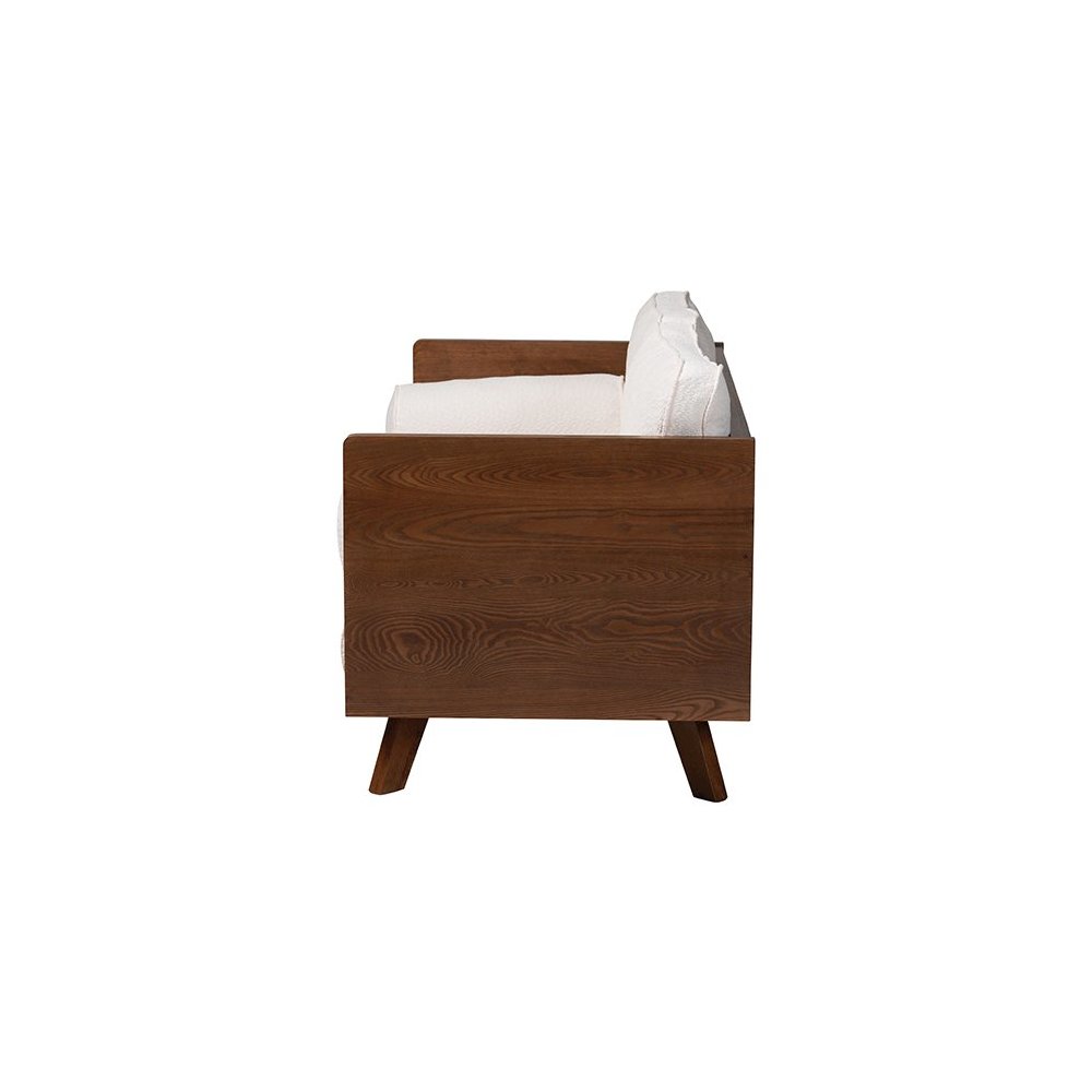 Uriel Mid-Century Modern Cream Boucle Fabric Sofa