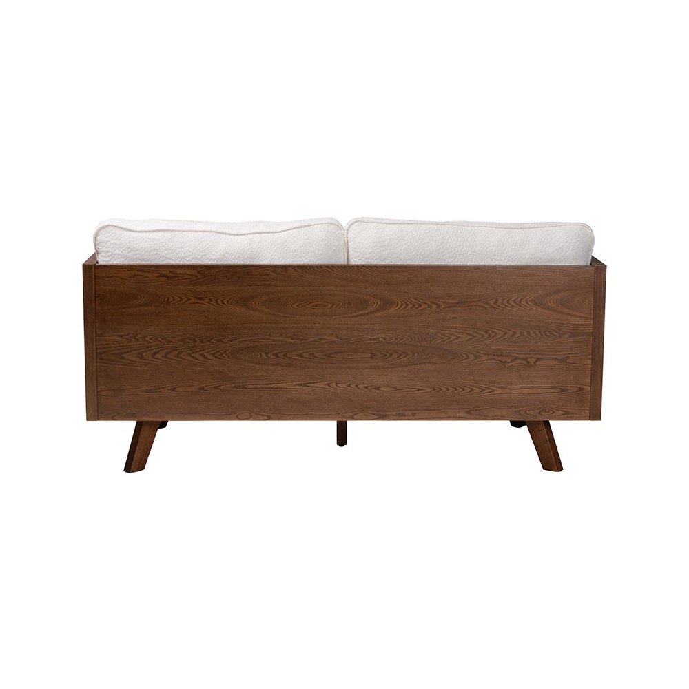 Uriel Mid-Century Modern Cream Boucle Fabric Sofa