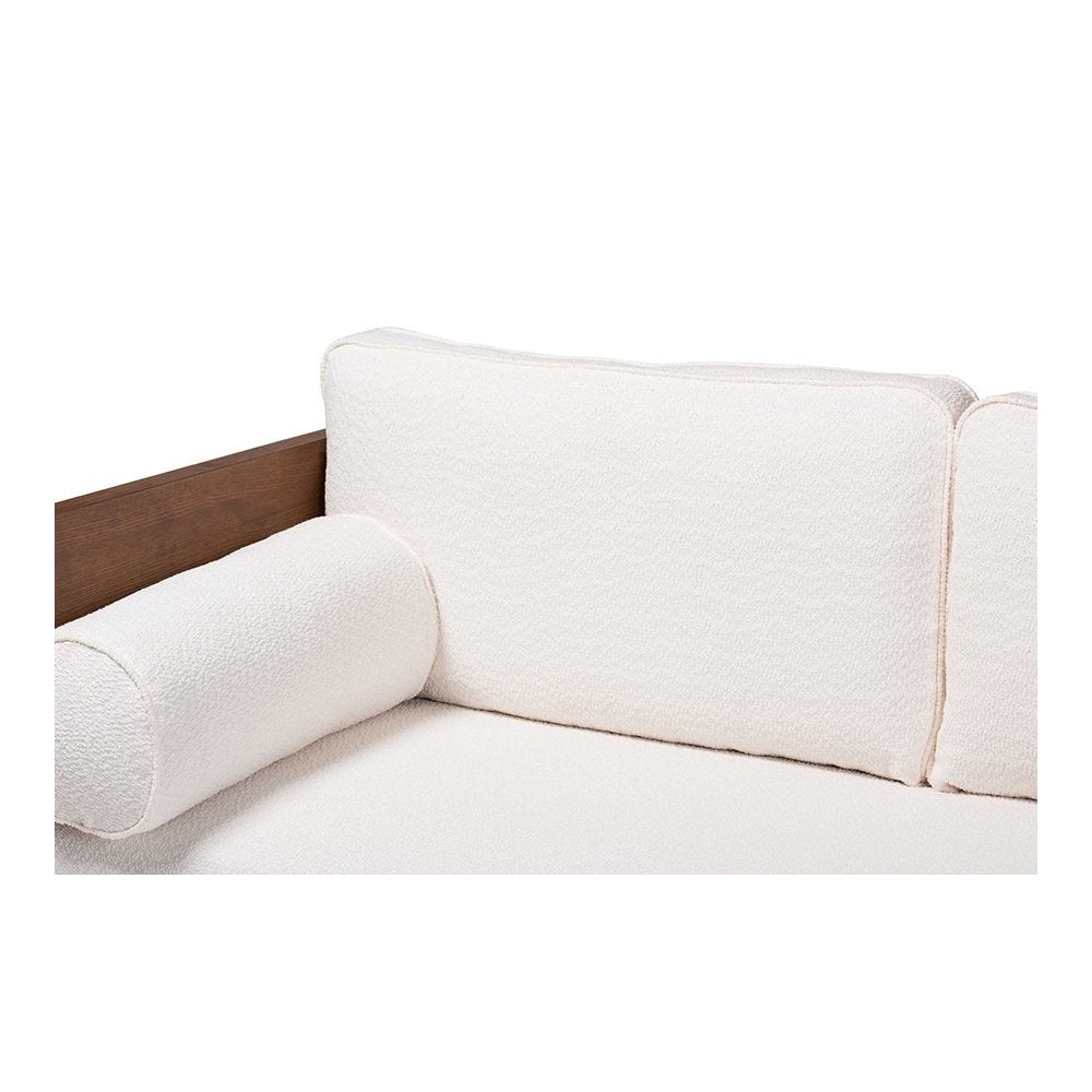 Uriel Mid-Century Modern Cream Boucle Fabric Sofa