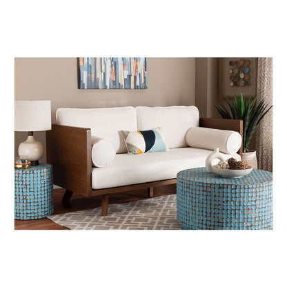 Uriel Mid-Century Modern Cream Boucle Fabric Sofa