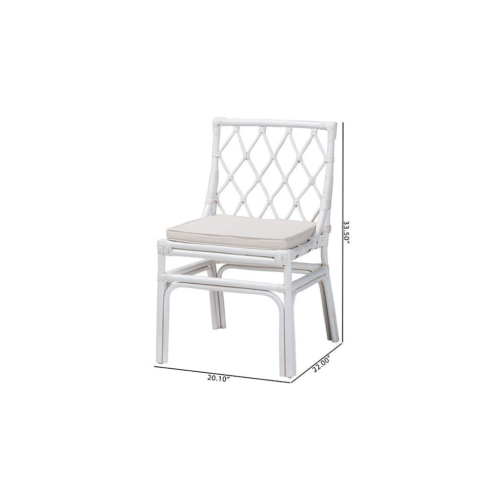 Carwyn Bohemian White Rattan Dining Chair