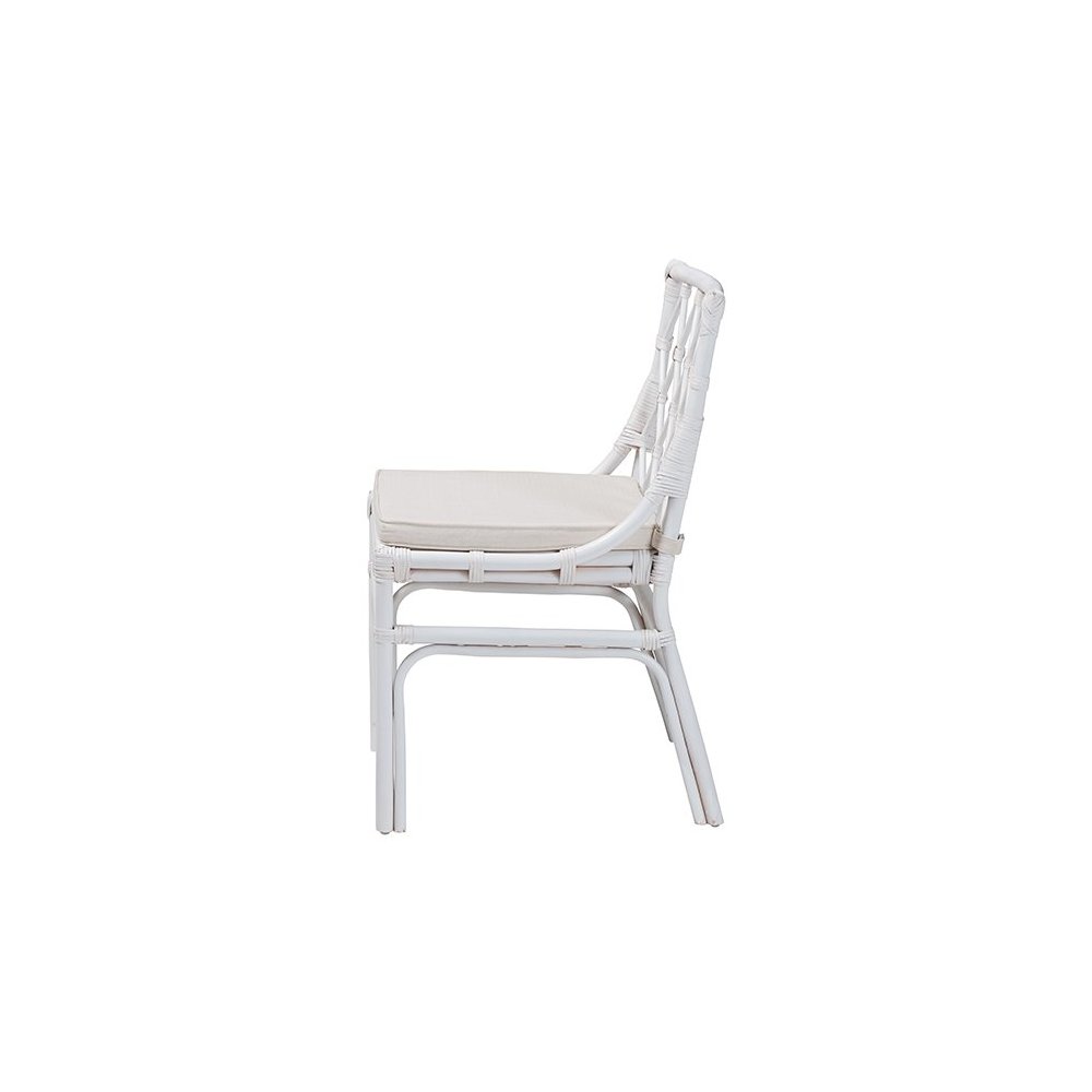 Carwyn Bohemian White Rattan Dining Chair