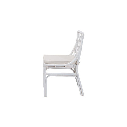 Carwyn Bohemian White Rattan Dining Chair