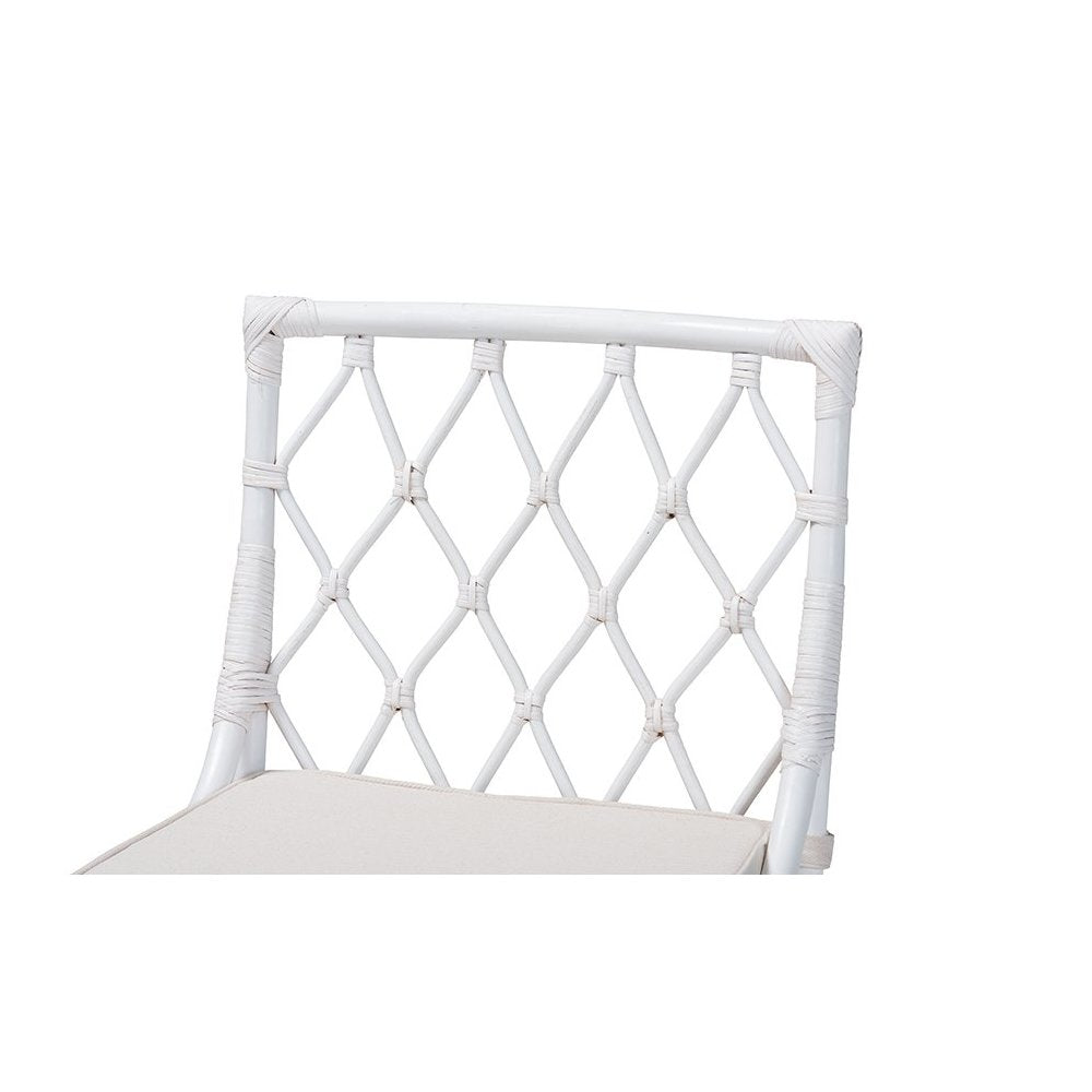 Carwyn Bohemian White Rattan Dining Chair