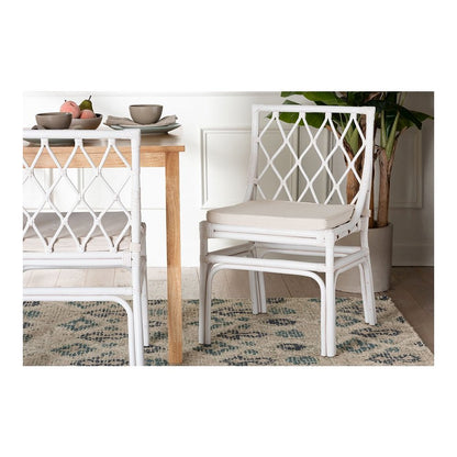 Carwyn Bohemian White Rattan Dining Chair