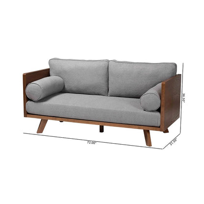 Uriel Mid-Century Modern Grey Boucle Fabric Sofa