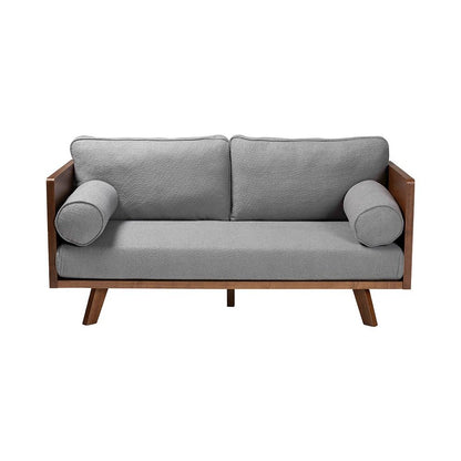 Uriel Mid-Century Modern Grey Boucle Fabric Sofa