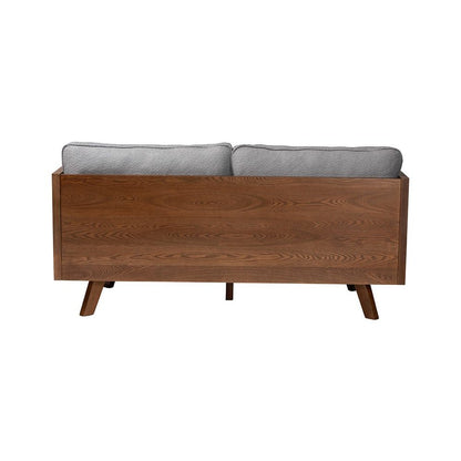 Uriel Mid-Century Modern Grey Boucle Fabric Sofa