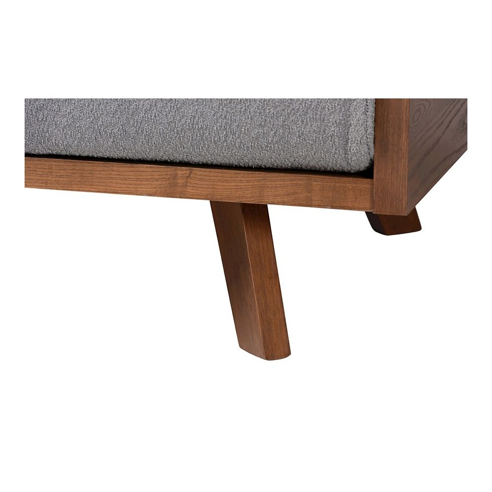 Uriel Mid-Century Modern Grey Boucle Fabric Sofa