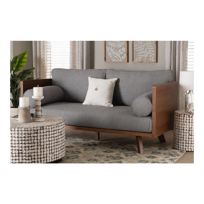 Uriel Mid-Century Modern Grey Boucle Fabric Sofa
