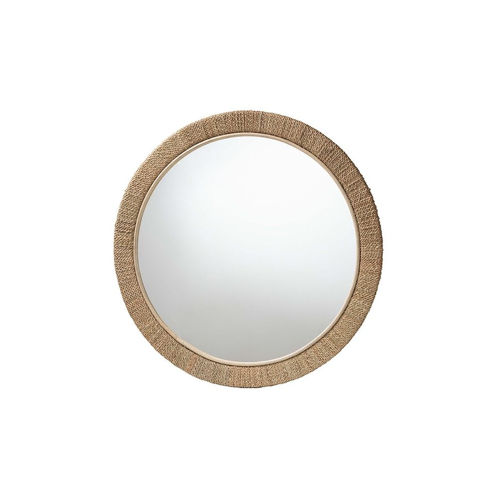Geralyn Japandi Natural Seagrass Round Wall Mirror