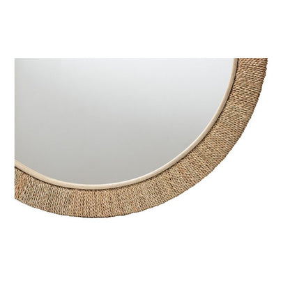 Geralyn Japandi Natural Seagrass Round Wall Mirror