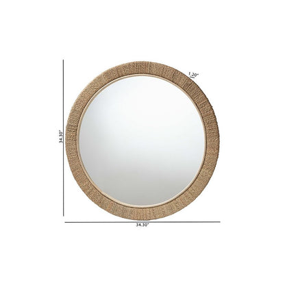 Geralyn Japandi Natural Seagrass Round Wall Mirror