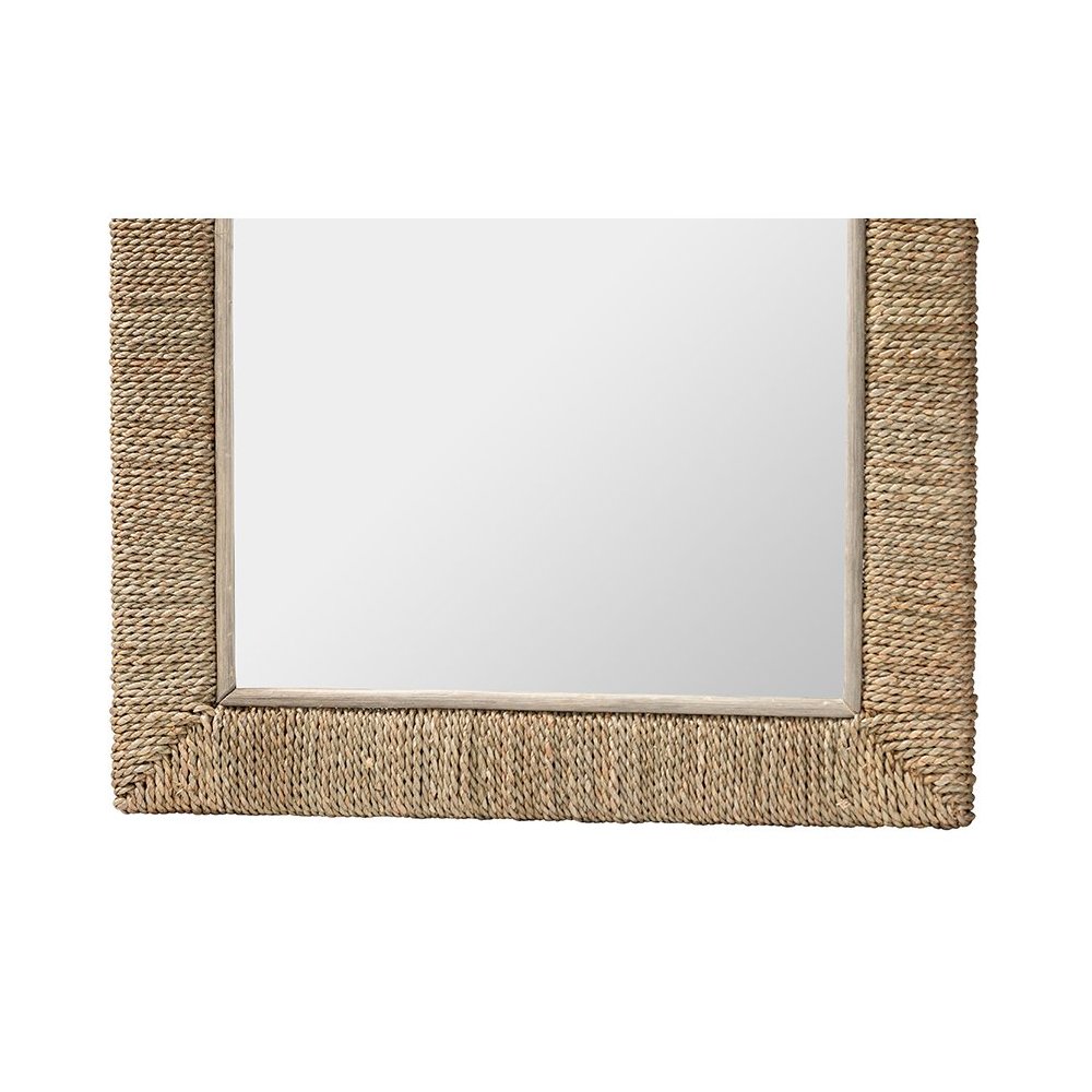 Geralyn Japandi Natural Seagrass Rectangular Wall Mirror
