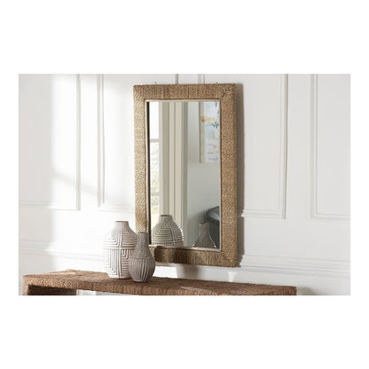 Geralyn Japandi Natural Seagrass Rectangular Wall Mirror
