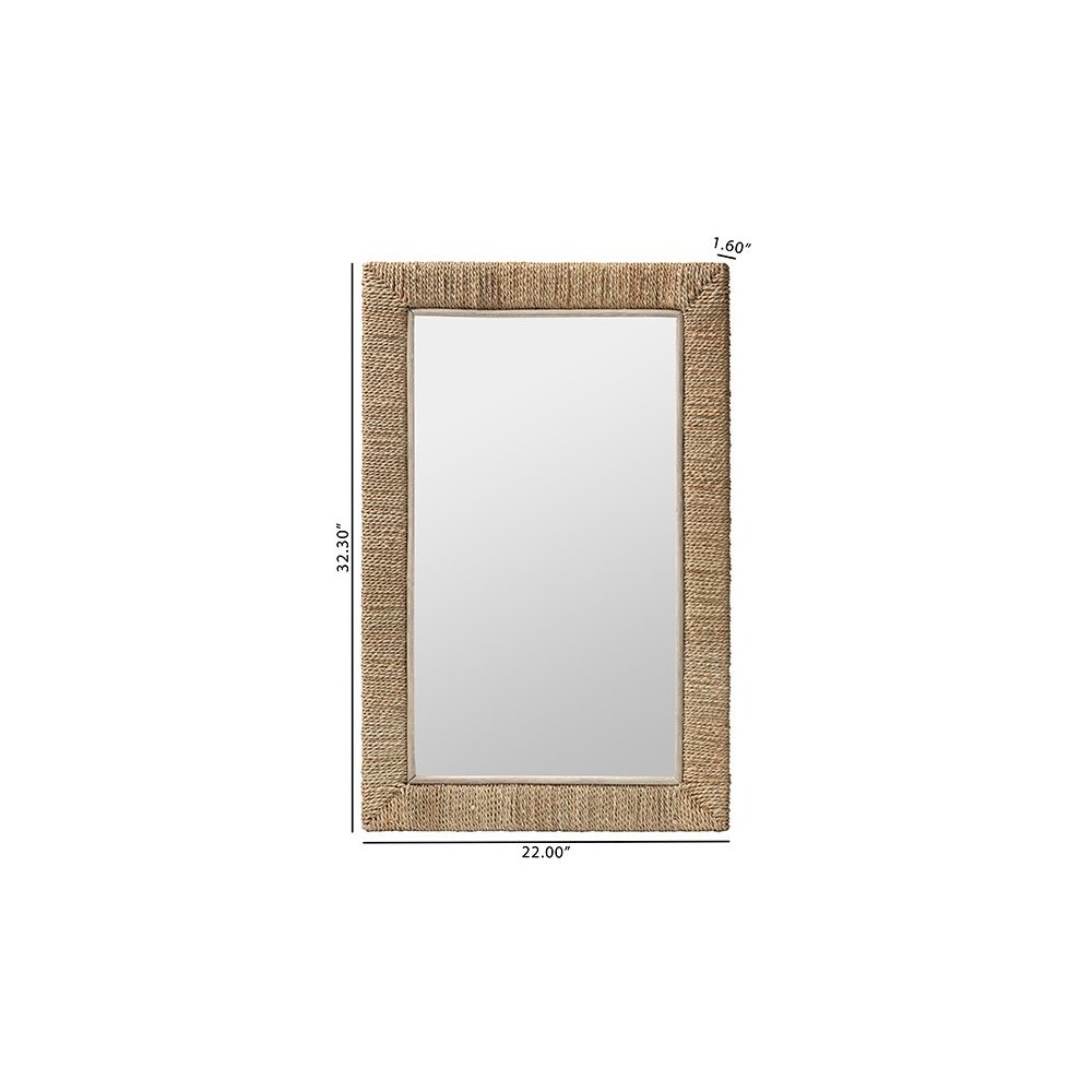 Geralyn Japandi Natural Seagrass Rectangular Wall Mirror