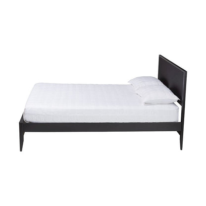 Primrose Mid-Century Black Fluted Wood Queen Size Platform Bed