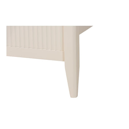 Primrose Mid-Century Ivory Fluted Wood Queen Size Platform Bed