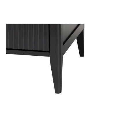Primrose Mid-Century Black Fluted Wood King Size 4-Piece Canopy Bedroom Set