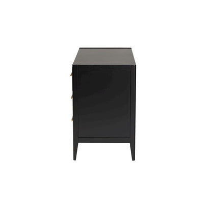 Primrose Mid-Century Black Fluted Wood 6-Drawer Dresser