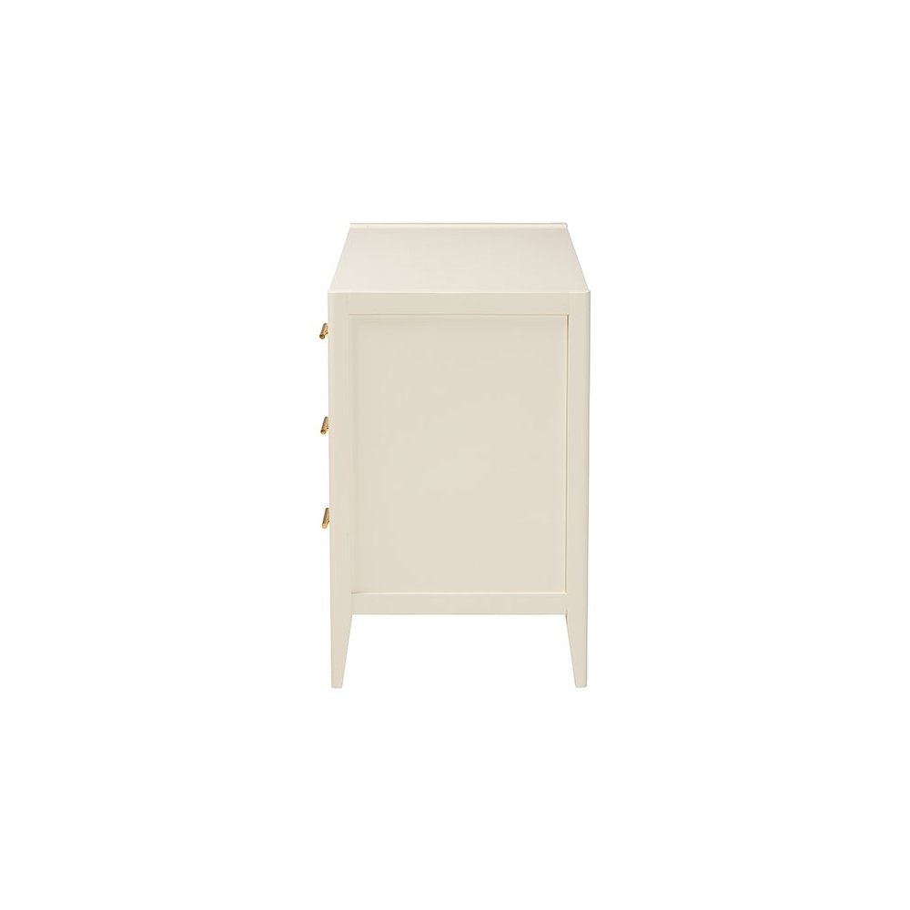 Primrose Mid-Century Ivory Fluted Wood 6-Drawer Dresser