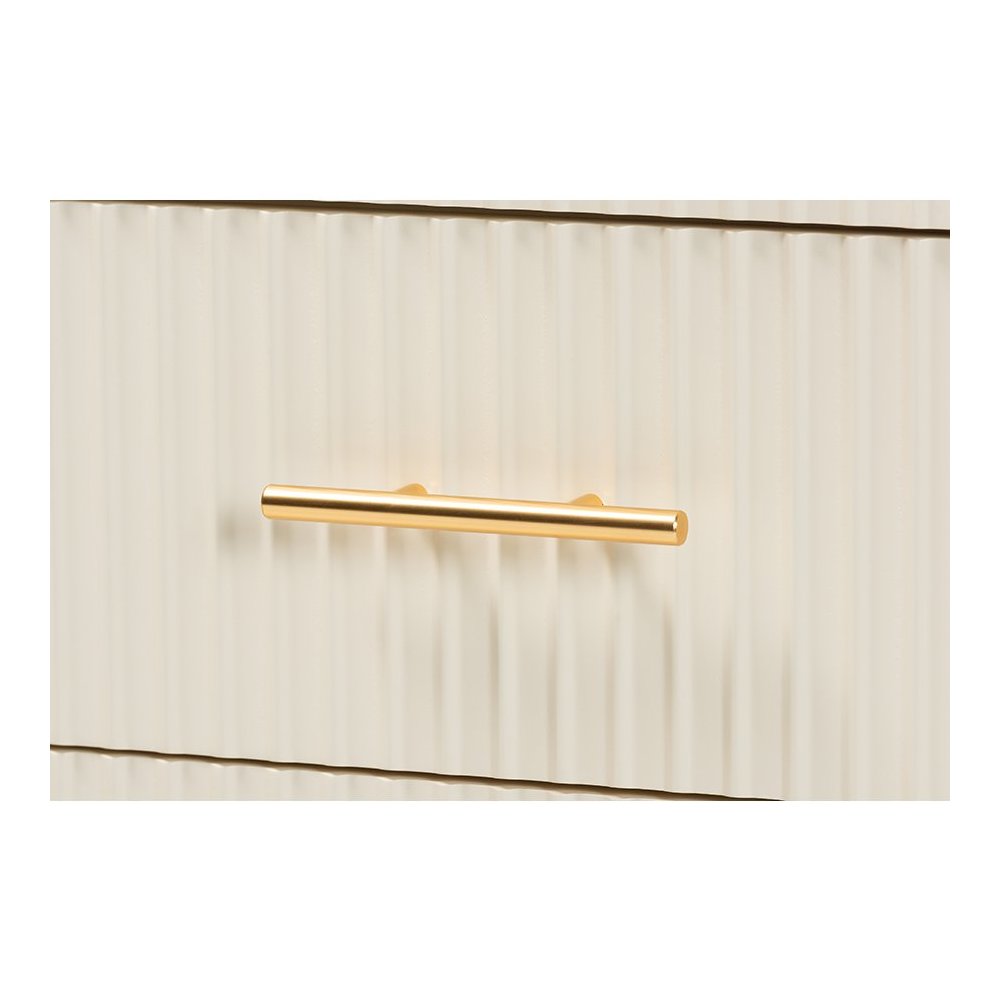 Primrose Mid-Century Ivory Fluted Wood 6-Drawer Dresser
