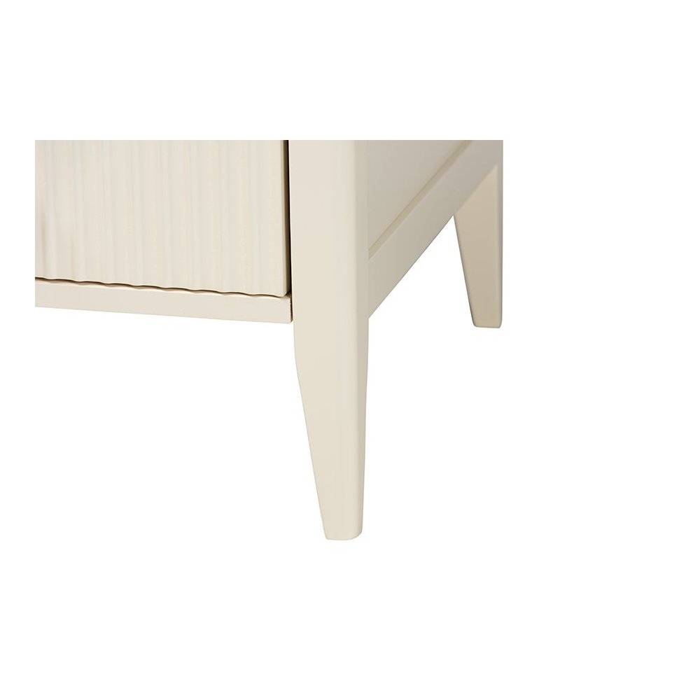 Primrose Mid-Century Ivory Fluted Wood 6-Drawer Dresser