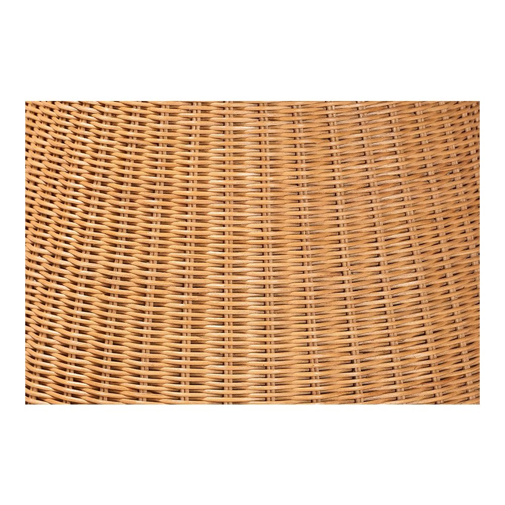 Nina Bohemian Light Honey Braided Rattan End Table with Glass Tabletop