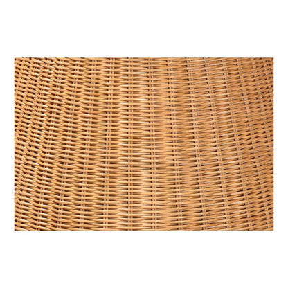Nina Bohemian Light Honey Braided Rattan End Table with Glass Tabletop