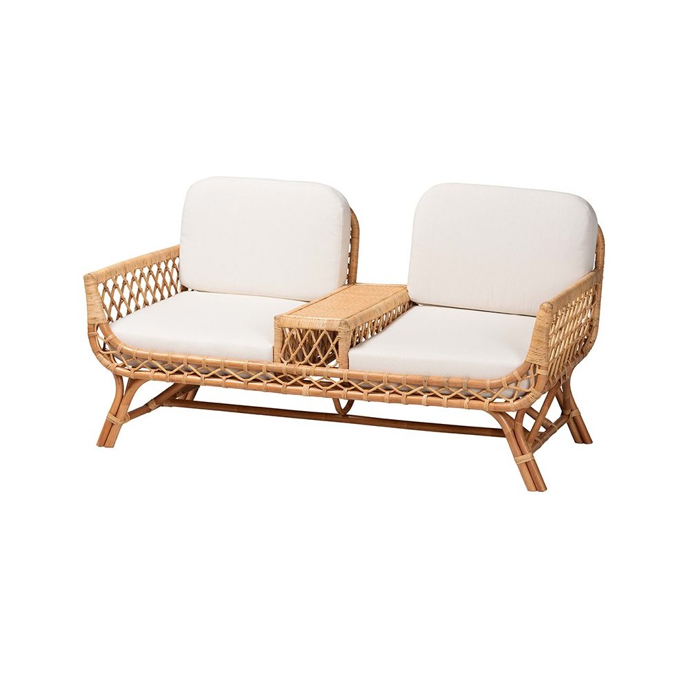 Pakis Bohemian Light Honey Rattan Tete-a-Tete Sofa