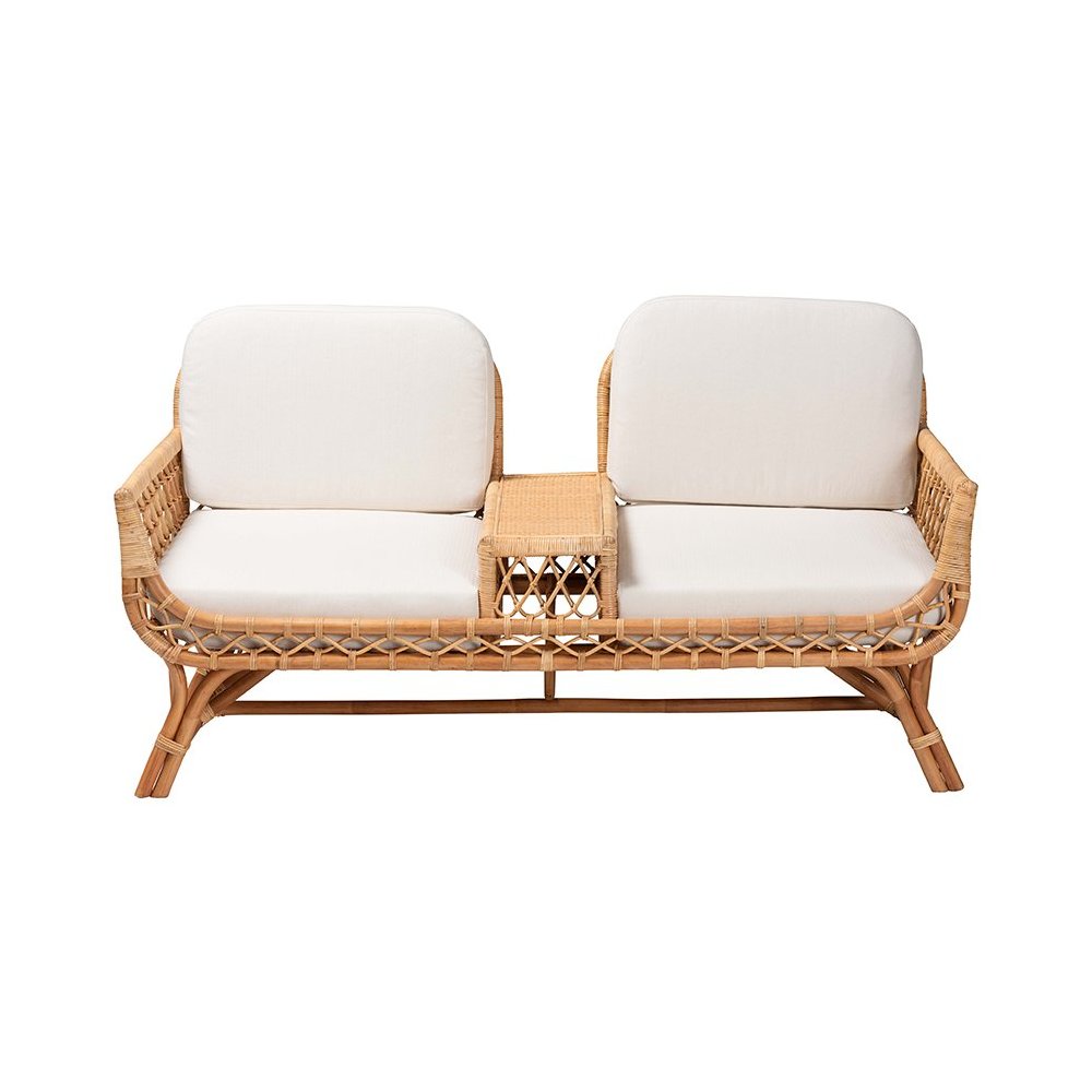 Pakis Bohemian Light Honey Rattan Tete-a-Tete Sofa