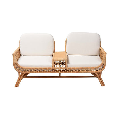 Pakis Bohemian Light Honey Rattan Tete-a-Tete Sofa