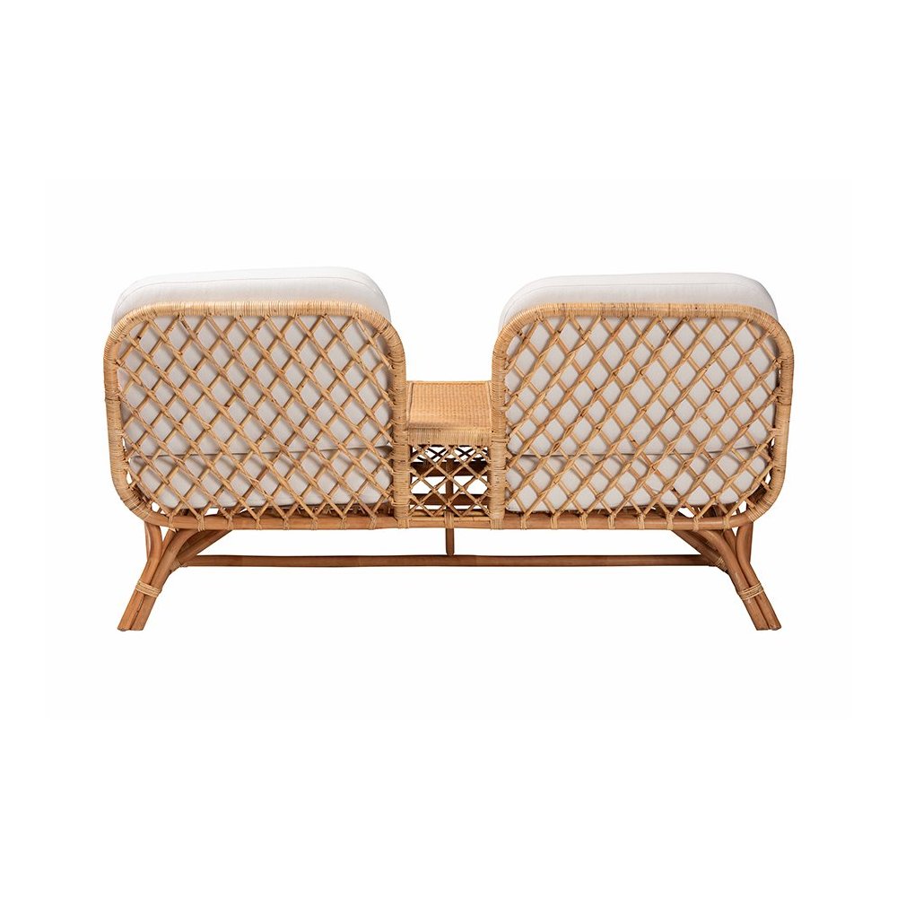 Pakis Bohemian Light Honey Rattan Tete-a-Tete Sofa