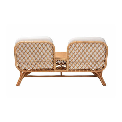 Pakis Bohemian Light Honey Rattan Tete-a-Tete Sofa