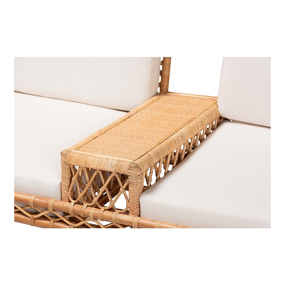 Pakis Bohemian Light Honey Rattan Tete-a-Tete Sofa
