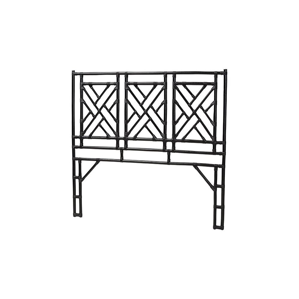Karavo Bohemian Black Natural Rattan Queen Size Standalone Headboard