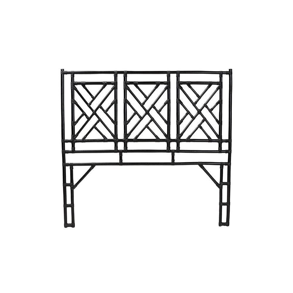 Karavo Bohemian Black Natural Rattan Queen Size Standalone Headboard