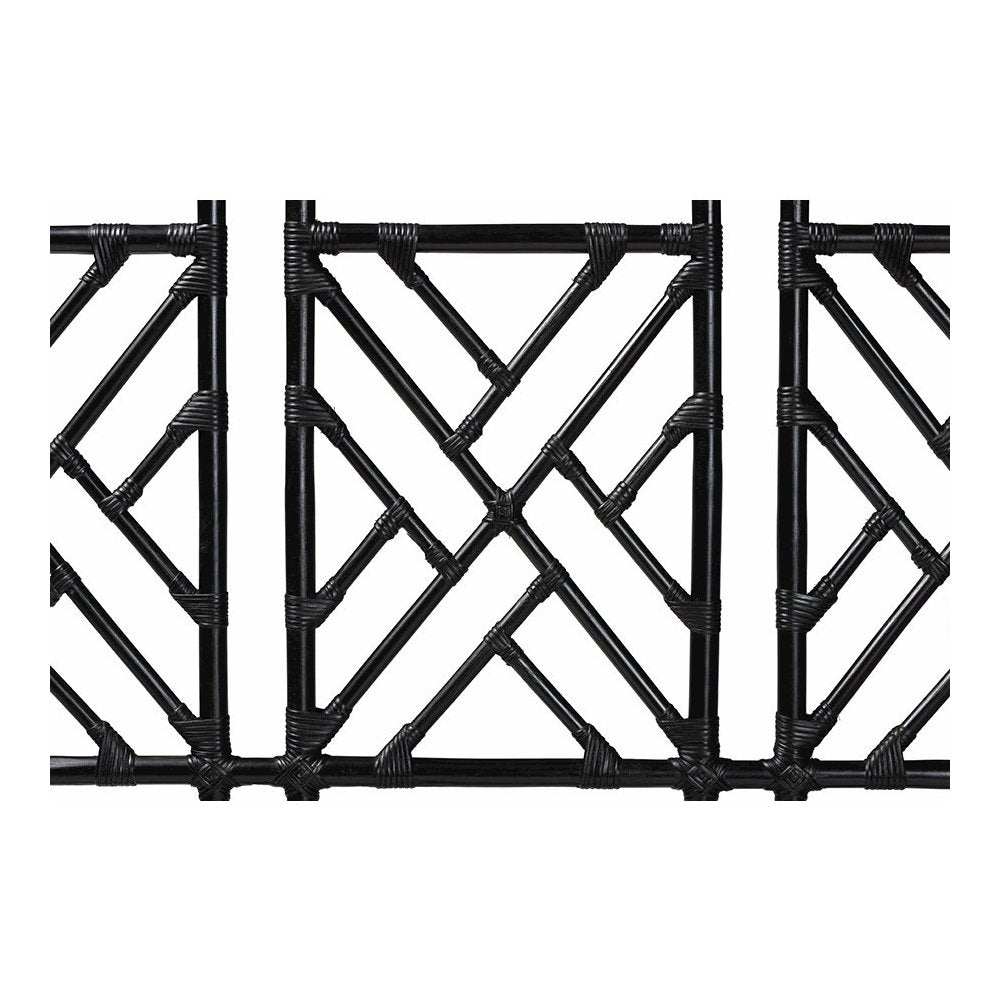 Karavo Bohemian Black Natural Rattan Queen Size Standalone Headboard