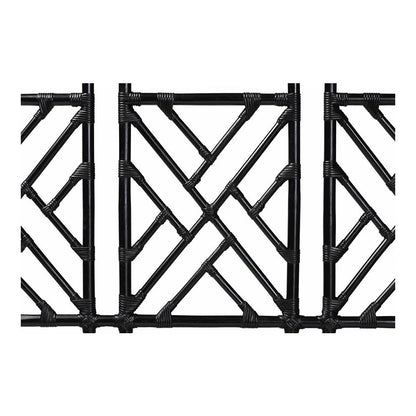 Karavo Bohemian Black Natural Rattan Queen Size Standalone Headboard