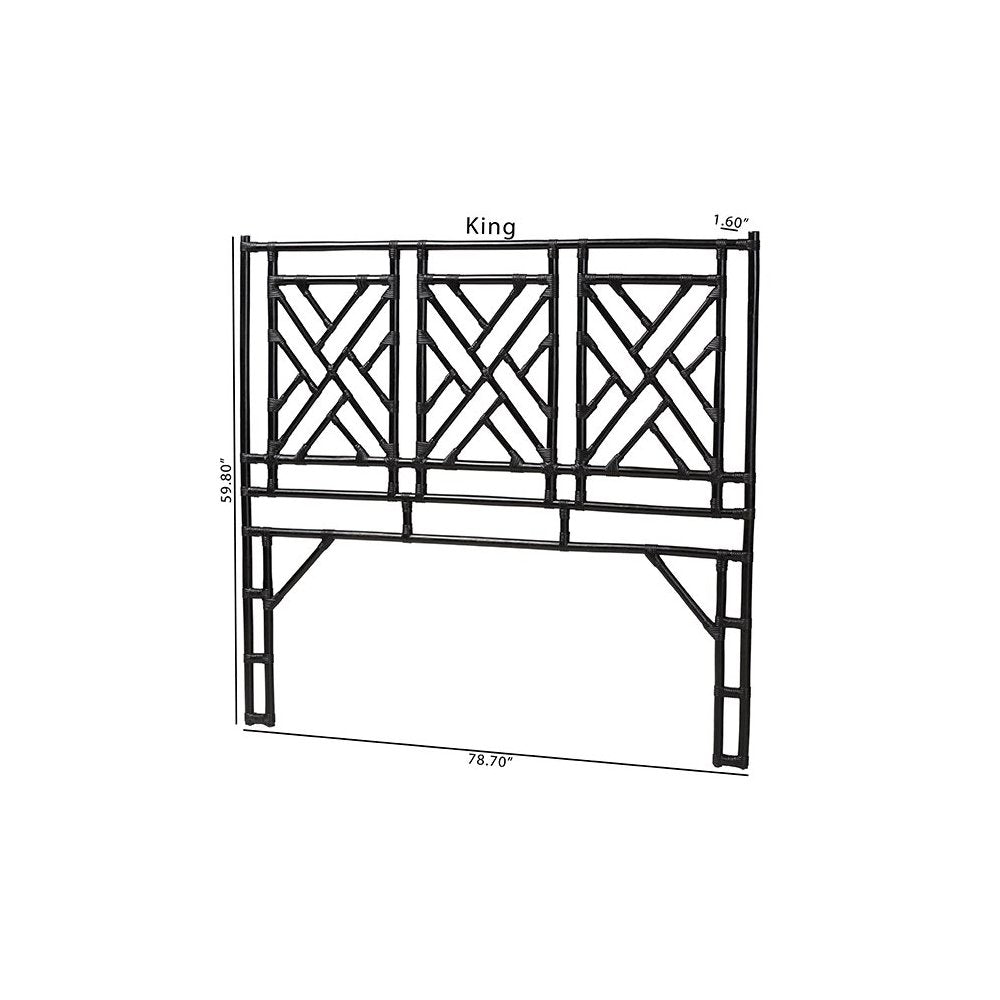 Karavo Bohemian Black Natural Rattan Queen Size Standalone Headboard
